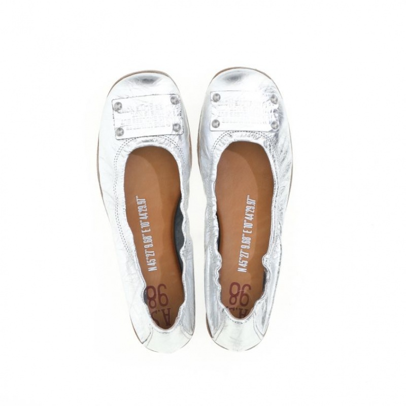 flat shoes A.S.98 Zula Damskie Srebrne | PL-287961YUB